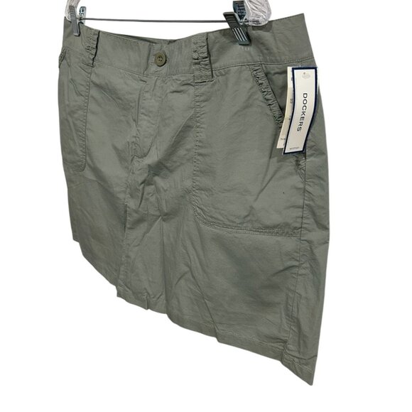 Dockers Womens Khaki Green Cotton Skirt With Buttoned Back Pockets Sz 18 - Picture 3 of 10